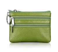MHADBKH Cartera de piel con doble cremallera para tarjetas postales de negocios, organizador de almacenamiento para el día del padre, día de la madre, carteras de moda para mujer, Green, Zipper, Mass