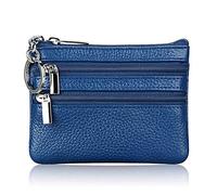 MHADBKH Cartera de piel con doble cremallera para tarjetas postales de negocios, organizador de almacenamiento para el día del padre, día de la madre, carteras de moda para mujer, Blue, Zipper, Mass