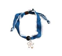 MHADBKH Collar casual con colgante de flor hueca, cuentas de madera, tela vaquera, ligera, accesorios de joyería para mujer, 1, Mezclilla, madera, aleación, No es una piedra preciosa