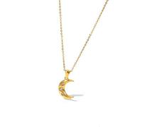 MHADBKH Collar con colgante de acero inoxidable con circonita cúbica, unisex, chapado en oro, resistente al agua, Acero inoxidable, No es una piedra preciosa