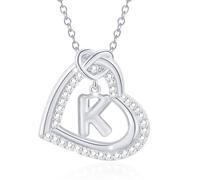 MHADBKH Collar con colgante de corazón con inicial de circonita brillante para mujeres y parejas de moda casual, I, aleación, No es una piedra preciosa
