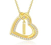 MHADBKH Collar con colgante de corazón con inicial personalizado con circonita brillante para mujeres y parejas de moda casual, W, Metal, No es una piedra preciosa