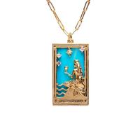 MHADBKH Collar con colgante de tarjeta de tarot vintage, rectangular, textura de latón para un toque de misterio y sabiduría, Cobre, No es una piedra preciosa