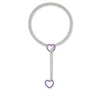 MHADBKH Collar de cadena cubana punk hecho a mano con colgante de corazón, longitud ajustable, elegante cadena de clavícula, joyería para mujer, Gold-color, Metal, No es una piedra preciosa