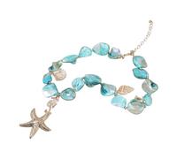 MHADBKH Collar de cadena irregular bohemio para mujer con estrellas de mar y colgante de caracola, portátil para vocación, joyería de playa, Metal, No es una piedra preciosa