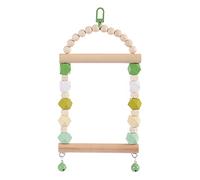 MHADBKH Columpio para pájaros, juguete para masticar, percha de madera natural con cuentas de madera multicolor, campanas para pájaros pequeños, loros