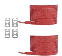 MHADBKH Cordones elásticos ajustables con purpurina que no se atan con cuerda de metal para zapatos deportivos para adultos, ancianos, niños, cordones rápidos, rojo nacarado, Talla única