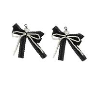 MHADBKH Elegante clip desmontable para zapatos, ABS con perlas y lazo, decoración para calzado de mujer, El lazo está hecho de limpieza y la perla está hecha de ABS, No es una piedra preciosa