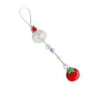 MHADBKH Elegante llavero con diseño de tréboles de cuatro hojas y tomate para colgar el teléfono, adorno para estilos distintivos y amantes de la naturaleza, tomato, aleación, No es una piedra