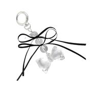 MHADBKH Elegante llavero de lazo con cuentas transparentes y elegantes diseños de lazo para los amantes de los accesorios de moda, 2, Materiales mixtos, Sin piedras preciosas