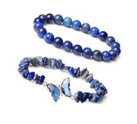 MHADBKH Elegante pulsera de cuentas de cristal para muñeca, pulsera de mariposa de cristal con cuentas de piedra natural, accesorio de cadena de muñeca para mujer, Piedra, No es una piedra preciosa