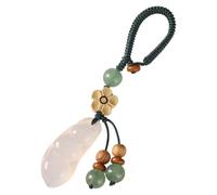 MHADBKH Exquisito colgante de calcedonia de la suerte que simboliza las fortunas y la felicidad con diseños únicos de frijoles de cuatro estaciones, keychain, Piedra natural + hilo trenzado, No es una