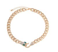 MHADBKH Gargantilla de serpiente con circonita negra y plateada, accesorio de cadena de eslabones cubanos para hombres y mujeres, estilos góticos vikingos, Metal, No es una piedra preciosa