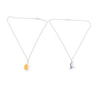 MHADBKH Juego de 2 collares de aleación de sol y luna, elegantes collares para parejas, colgantes de amor, joyería para uso diario y fiesta