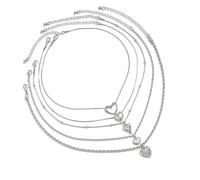 MHADBKH Juego de 5 collares elegantes en forma de corazón, cadenas ajustables para el cuello, joyería para mujer, uso diario y fiestas, Golden Set 6026, vete a casa, No es una piedra preciosa