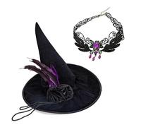 MHADBKH Kits artísticos de collares de sombreros juveniles, bruja gótica | Sombrero elegante desgastado para actividades al aire libre, sombrero de decoración de rosas para fiestas temáticas y
