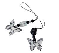 MHADBKH Llamativa cadena de teléfono moderna con colgante de disfraz de Han, caligrafía china, decoración de mariposa para los amantes de la moda, Resina, No es una piedra preciosa