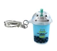 MHADBKH Llavero de acrílico con forma de té de leche con forma de caricatura, para parejas, anillos, bolsa de adorno para mujer, cadena acrílica, azul, Talla única