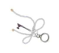 MHADBKH Llavero de moda con dije de teléfono con lazo, colgante de cuentas vibrantes, accesorio de adorno para bolso, Silicona, No es una piedra preciosa