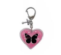 MHADBKH Loves Heart - Colgante de teléfono con diseño de corazón y borlas de mariposa para niña, llavero de cuerda hecho a mano, Butterfly, Aleación acrílica