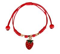 MHADBKH Paquete de 2 elegantes pulseras de cuentas únicas de la amistad, delicadas fresas/colgante, accesorio de cuerda de mano, Aleación y cuentas de cerámica, No es una piedra preciosa