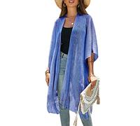 MHADBKH Pareo de traje de baño con borlas y flecos, para verano, playa, traje de baño suelto, media manga, traje de baño, cubierta de traje de baño