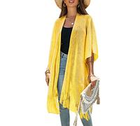 MHADBKH Pareo de traje de baño con borlas y flecos, para verano, playa, traje de baño suelto, media manga, traje de baño, cubierta de traje de baño