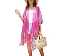 MHADBKH Pareo de traje de baño con borlas y flecos, para verano, playa, traje de baño suelto, media manga, traje de baño, cubierta de traje de baño
