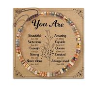 MHADBKH Pulsera ajustable hecha a mano con diseños únicos y tarjeta de bendición portátil para regalos de cumpleaños en varios colores, A LITTLE REMINDER, Piedra, No es una piedra preciosa