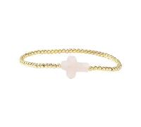 MHADBKH Pulsera de cordón elástico de cuentas doradas con diseño de cruces que simboliza la protección y la fe para el uso diario o especial, cuentas, No es una piedra preciosa