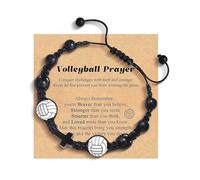 MHADBKH Pulsera de crucifijo de madera para hombre, estilo deportivo, hecha a mano, cuentas de madera natural, cordón negro, joyería atlética casual, volleyball, árbol, No es una piedra preciosa