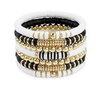 MHADBKH Pulsera de cuentas coloridas y elástica de arcilla suave, adecuada para uso casual y de fiesta, 7, Arcilla polimérica, No es una piedra preciosa