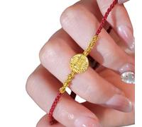 MHADBKH Pulsera de cuentas de imitación de jades, cadena de mano de buena suerte y riqueza para mujer, cadena de muñeca tejida de cordón rojo, 1Five way God of Wea, aleación, No es una piedra preciosa