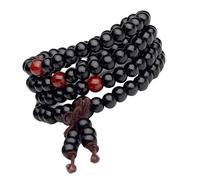 MHADBKH Pulsera de cuentas de madera de hebras largas que simboliza tranquilidad y fuerza para el uso diario y la meditación, árbol, No es una piedra preciosa