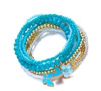 MHADBKH Pulsera elástica ajustable con dije de mariposa de corazón floral para joyas de capas, Mi Zhu, No es una piedra preciosa