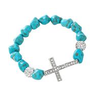 MHADBKH Pulsera elástica con cruces y cuentas de piedra turquesa para mujeres y hombres, ocasiones formales informales, The positive side, Metal, No es una piedra preciosa