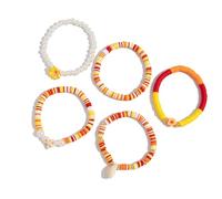 MHADBKH Pulsera elástica de cuentas coloridas de moda, pulsera apilable de arcilla suave, adecuada para uso casual y de fiesta, 01 Color Mixed Set, Cerámica suave + CCB + acrílico + concha, No es una