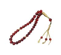 MHADBKH Pulsera tradicional islámica de 33 cuentas Tasbih de cristal negro para hombres y mujeres, cadena de mano, uso devocional, Vidrio, No es una piedra preciosa
