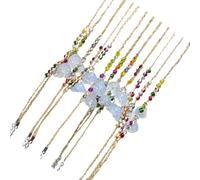 MHADBKH Pulsera trenzada de flores y cadena de la suerte para parejas, correas de mano para novias y compañeros de clase para mujer, Cristal artificial, No es una piedra preciosa