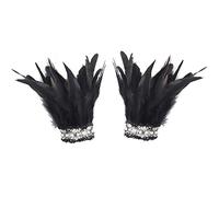 MHADBKH Pulseras de plumas, brazaletes de plumas, muñequera, tobillera, decoración para el cabello, accesorios para el cabello, puños de muñeca, color rojo, One Size, como se describe