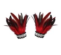 MHADBKH Pulseras de plumas, brazaletes de plumas, muñequera, tobillera, decoración para el cabello, accesorios para el cabello, puños de muñeca, color rojo, One Size, como se describe