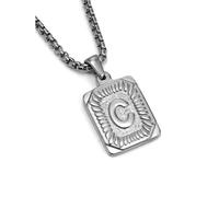 MHADBKH Punk Styles - Collar con dije de carta de acero inoxidable con textura cuadrada, joyería para entusiastas de las letras, acero de titanio, No es una piedra preciosa