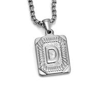 MHADBKH Punk Styles - Collar con dije de carta de acero inoxidable con textura cuadrada, joyería para entusiastas de las letras, acero de titanio, No es una piedra preciosa