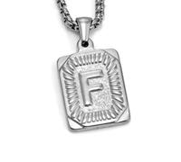 MHADBKH Punk Styles - Collar con dije de carta de acero inoxidable con textura cuadrada, joyería para entusiastas de las letras, acero de titanio, No es una piedra preciosa