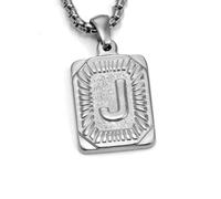 MHADBKH Punk Styles - Collar con dije de carta de acero inoxidable con textura cuadrada, joyería para entusiastas de las letras, acero de titanio, No es una piedra preciosa