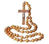 MHADBKH Rosario católico tradicional para pared, hecho a mano, cruces de madera con cadena de 286 cm para decoración religiosa de pared de madera del espacio devocional