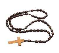 MHADBKH Rosario de cuentas de madera con colgantes naturales y cruces para meditaciones de oración, rosario de madera elegante con granos de madera