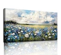 MHARTK66 Cuadros Decoracion Salon Modernos, 50x100 cm Grandes Laminas Decorativas Pared Dormitorios, Lienzos Decorativos Pared Flor Azul Mar, Wall Art Comedor Pasillo Baño Oficina