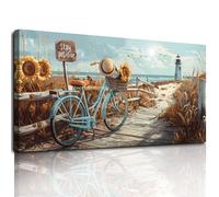 MHARTK66 Cuadros Decoracion Salon Modernos, 50x100 cm Grandes Laminas Decorativas Pared Dormitorios, Lienzos Decorativos Pared Faro Junto al Mar Girasol, Wall Art Comedor Pasillo Baño Oficina