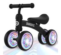 MHCYLION Bicicleta sin Pedales con Cuatro Ruedas Luminosas para niños, Juguetes Bebes 1 Año, Bici Bebe con 4 Ruedas para bebés de 10 a 24 Meses, Pimera Bicicleta para Niños y Niñas como Regalo, Negro